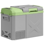 Outsunny 24,2 liter campingkoelkast, autokoelkast, koelbox met LED-licht, AC- en DC-adapter, stille werking, Grijs+Groen