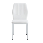 Lot de 4 chaises de salle à manger, style léger-luxe, patins antidérapants, 43x42.6x93 cm, Blanc+Argent