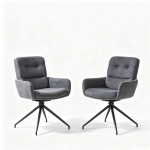 Chaise pivotante de salle, manger style luxe léger européen, lot de 2, patins antidérapants, 55x50x85 cm, Gris foncé