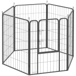 PawHut Six-Panel Dog Playpen with Door, for Large Dogs, Indoors, Outdoors, 100cm Tall, Black