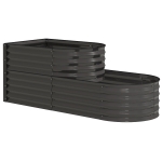 Outsunny Two-Tier Galvanised Steel Garden Planter - Dark Grey