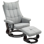 HOMCOM Relaxfauteuil met hocker, draaibaar, fluweellook, verstelbare rugleuning, tot 150 kg, Grijs