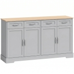 HOMCOM Sideboard Buffet Cabinet, 140 cm Kitchen Storage Cabinet with 4 Drawers, 4 Doors and 2 Adjustable Shelves, Grey