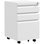 Vinsetto 3-Drawer Filing Cabinet with Lock, Mobile Steel File Cabinet for A4, Legal and Letter Size, Under Desk Drawers with Pre-Assembled Body for Home Office, 37 x 43.5 x 60 cm, White