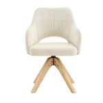 Lot de 2 chaises pivotantes style rétro luxe léger, revêtement en tissu structuré, 45x48x85 cm, Couleur naturelle