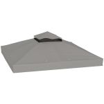 Outsunny Toile pour tonnelle 3 x 3 m toile de rechange pour tonnelle à 2 niveaux protection UPF30+ trous de drainage gris
