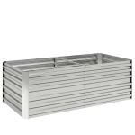 Outsunny Plantenbak, Handzaam Bloembed voor Planten, Koesteren en Verzorgen, Verhoogde Bed, Staal, Zilver