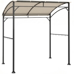 Outsunny Grillpavillon, Grillüberdachung, Regenschutz, Haken für Utensilien, Stahlrahmen, Beige+Schwarz, 215 x 150 x 182/220 cm