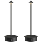 HOMCOM Juego de 2 Lámparas de Mesa LED Recargables con USB y Control Táctil y Luz Regulable Ø10x30 cm Negro