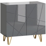 HOMCOM Modern Luxe High Gloss Sideboard, with Hairpin Legs - Grey