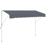 Outsunny Toldo Manual Retráctil 4x1,2 m Altura Ajustable 170-280 cm con Manivela Anti-UV e Impermeable Sin Taladro Gris Oscuro