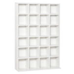 HOMCOM Mobile Libreria porta CD da 24 Ripiani ad Altezza Regolabile, in Legno, 130.5x89x20 cm, Bianco