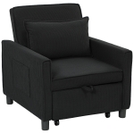 HOMCOM Slaapfauteuil, 3 standen verstelbare, Corduroy bekleding, tot 120 kg, Zwart