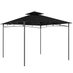 Outsunny 3 x 3 m Gazebo, Garden Gazebo with 2-Tier Roof, Metal Frame, Black