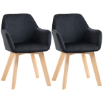 HOMCOM Eetkamerstoelen, 2-delig, modern ontwerp, velourslook, rubberhout, 54x57x80 cm, Zwart