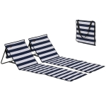 Outsunny Lot de 2 tapis de plage rembourré dossier inclinable multi-positions sangle de transport inclus métal polyester