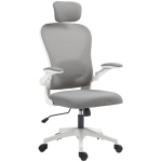 HOMCOM Chaise de Bureau Ergonomique, Fauteuil de Bureau en Maille avec Appui-Tête et Soutien Lombaire Réglables, Gris