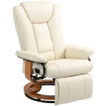 HOMCOM Relaxstoel met Ligfunctie, Draaibaar, tot 150 kg, Kunstleerbekleding, Stalen Frame, Crèmewit