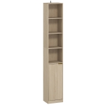 HOMCOM Bookcase Adjustable Shelf Bookshelf Anti-Tip Hardware 6-Tier Storage Cabinet Oak Wood Effect