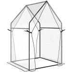 Outsunny Kas Kweekbak Kassen, 90 cm x 90 cm x 145 cm, Transparant + Zwart