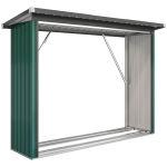 Outsunny Casetilla para Leña de Acero Galvanizado con Base Elevada y Techo Inclinado 213x66,5x150 cm Verde