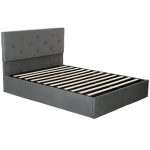 HOMCOM Double Bed Frame Gas End Lift Under Bed Storage Upholstered Platform Bed Tufted Headboard for 140 x 190 cm Mattress