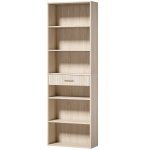HOMCOM Bookcase Narrow Tall Space-Saving Bookshelf Drawer Open Shelves 60 x 24 x 182 cm Oak Wood Effect