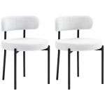 HOMCOM Set van 2 Eetstoelen, Fleece-bekleding, Stoelen met Beklede Zitting, Metalen Poten, Crème