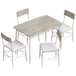 HOMCOM Juego de Mesa y Sillas de Comedor 5 Piezas Mesa de Cocina Rectangular con 4 Sillas Acolchadas 106x66x75 cm Roble