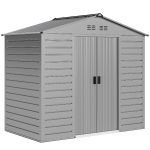 Outsunny 2,43 m² tuinschuur, 213 x 131 x 192 cm, tuinschuur met zadeldak, afsluitbare schuifdeur, weerbestendig, Grijs