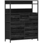 HOMCOM Rustic Chest of Seven Fabric Drawers - Black