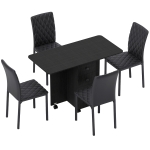 HOMCOM Dining Table Set, Folding Drop Leaf Table with Storage and 4 Chairs, Black