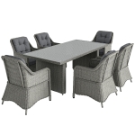 Outsunny Seven-Piece Rattan Dining Set - Mixed Grey