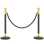 HOMCOM Postes Separadores de Acero Inoxidable de 2 Piezas 96 cm de Altura Base Rellenable Cuerda de Terciopelo Negro