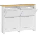 HOMCOM Meuble à chaussures 16 paires, armoire à chaussures étroite avec 4 tiroirs rabattables et étagères réglables