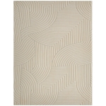 HOMCOM Tapis salon 160 x 120 cm, tapis à poils épais géométrique, moelleux et antidérapant, crème