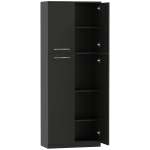 HOMCOM Mobilier de depozitare minimalist cu 2 dulapuri și rafturi reglabile, din lemn negru, 59x31x155 cm
