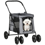 PawHut Poussette pliable animaux chien chat coussin inclus roues avec frein tissu 600D Oxford 102 x 62 x 105 cm gris