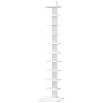 HOMCOM Bibliotecă Verticală cu 11 Rafturi, Structură din Oțel, Economie Spațiu, 34,5x41,5x163,5 cm, Alb