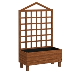 Outsunny Garden Planters with Trellis for Vine Climbing, Distressed Wooden Raised Beds, 90x43x150cm, Brown