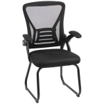 HOMCOM Office Chair, Ergonomic Desk Chair No Wheels with Mesh Backrest and Steel Legs for Home Conference Room, Black