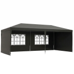 Outsunny 6 x 3 m Party Tent Gazebo - Outdoor Patio Canopy Shelter with Windows and Side Panels, Dark Grey