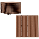 Outsunny Set 11 Piastrelle per Esterni ad Incastro Antiscivolo in HDPE Riciclato, 30x30x2.2 cm, Marrone
