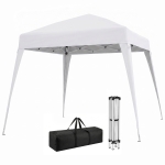 Outsunny Gazebo Pieghevole da Giardino 2.4x2.4m con Struttura in Acciaio e Corde Antivento, Bianco