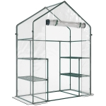 Outsunny Invernadero de Jardín con 4 Estantes 1 Puerta con Cremallera para Cultivo de Plantas Flores 142x73x195 cm Verde