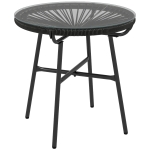Outsunny Mesa de Jardín de Ratán Sintético Redonda para Exteriores con Encimera de Vidrio Templado Ø50x50 cm Negro