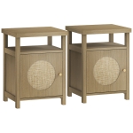HOMCOM Lot de 2 tables de chevet étroite table d'appoint compartiment ouvert placard finition en rotin, 40 x 35 x 55 cm marron