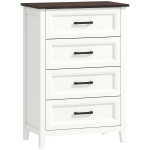 HOMCOM Cómoda Dormitorio Estrecho y Alto con Encimera Efecto Madera Cajonera para Espacios Pequeños 60x35x87 cm Blanco