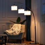 HOMCOM Lampada da Terra 3 Luci e Braccia Flessibili Base in Marmo Altezza 205cm