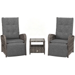 Outsunny 2 Seater Patio Rattan Chaise Lounge Sofa Set with Fabric Cushion, Grey and Brown